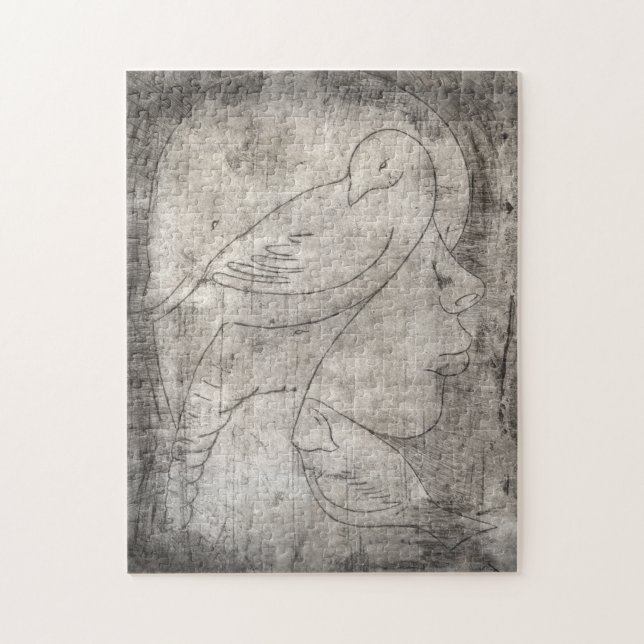 Bezaubernde Schwarz-Weiß-Print: Junge Mädchen unte Puzzle (Vertikal)