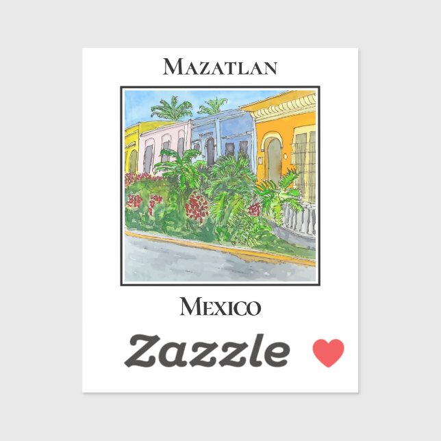 Bezaubernde Straßen der Altstadt von Mazatlan Aufkleber (Blatt)