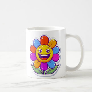 bezaubernde und lächelnde Cartoon-Blume Kaffeetasse
