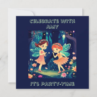 Bezaubernde Wald Fairy Birthday Party Marine Einladung