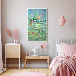 Bezaubernde Wald Fairy und Pilze Fantasy Art Poster