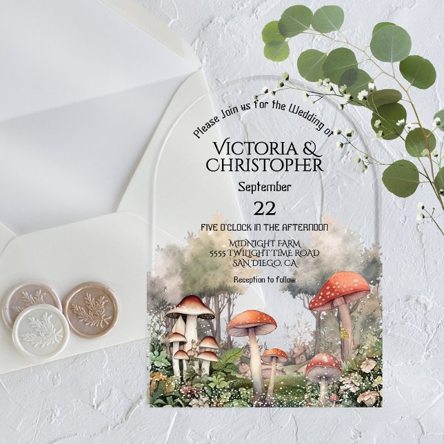 Bezaubernde Wald Toadstool Storybook Hochzeit Acryleinladungen (Von Creator hochgeladen)
