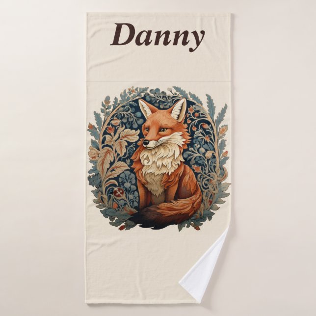 Bezaubernde Waldfoxen mit Individuelle Name Badhandtuch Set (Badehandtuch)