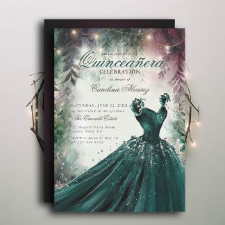 Bezaubernde Waldfrau Prinzessin Mauve Quinceanera Einladung