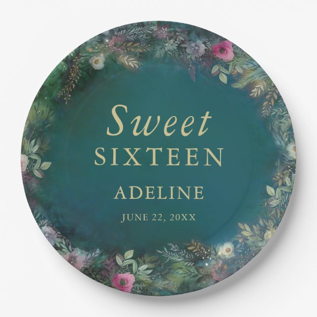 Bezaubernde Waldgrün-Rose Name Fairy Woodland Pappteller (Vorderseite)