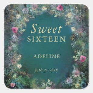 Bezaubernde Waldgrün-Rose Name Fairy Woodland Quadratischer Aufkleber