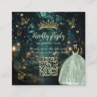 Bezaubernde Waldlandschaft Grüne Quinceñera QR UAW