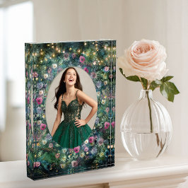 Bezaubernde Waldlandschaft Rose Waldweide Fee Fotoblock