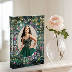 Bezaubernde Waldlandschaft Rose Waldweide Fee Fotoblock