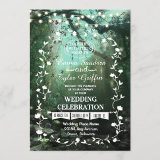 Bezaubernde Waldlichter Rustikale Hochzeitseinladu Einladung