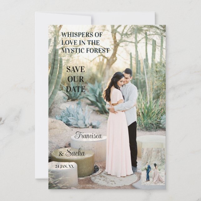 Bezaubernde Waldromantik Flüstern Liebe Foto Save The Date (Vorderseite)