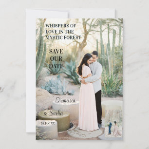 Bezaubernde Waldromantik Flüstern Liebe Foto Save The Date