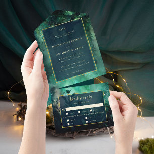 Bezaubernde waldromantische Waldhochzeit All In One Einladung