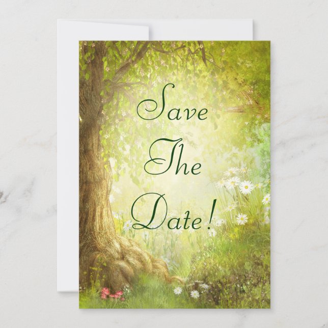 Bezaubernde Waldszene Save the Date Hochzeit (Vorderseite)