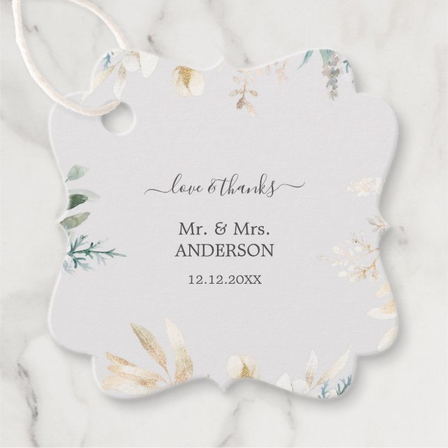 Bezaubernde Wasserfarbenwelt Goldene Hochzeit Geschenkanhänger (Vorderseite)