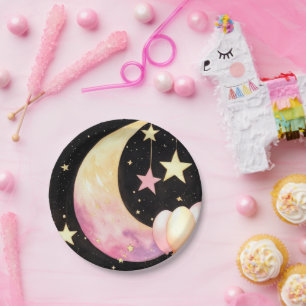 Bezaubernde Watercolor Celestial Girl Babydusche Pappteller