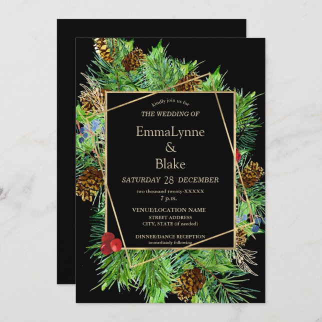 Bezaubernde Weihnachtsfeier Einladung (Vorne/Hinten)