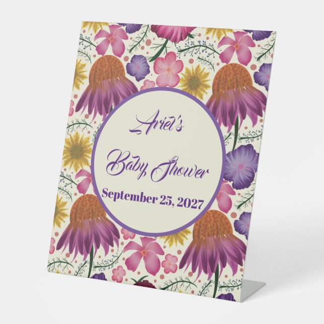 Bezaubernde Wildblume Rosa Kinderdusche Sockelschild (Vorderseite)