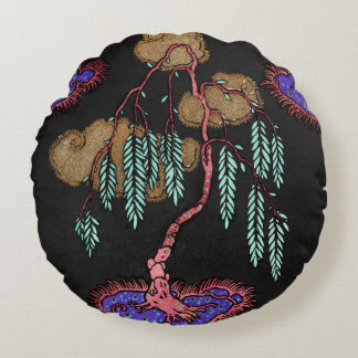 Bezaubernde Willow Dreamscape Art Deco Muster Rundes Kissen