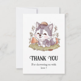Bezaubernde Wolf Baby-Dusche Dankeskarte