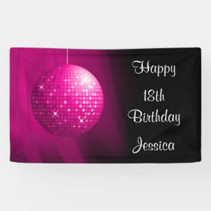 Bezaubernder 18. Geburtstags-rosa Party-Disco-Ball Banner