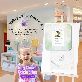 Bezaubernder Cartoon Zebra Babydusche Quadratischer Aufkleber