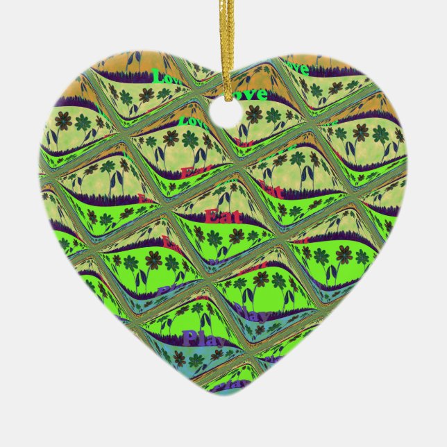 Bezaubernder eklektischer Garten Schachbrettblumen Keramikornament (Vorne)