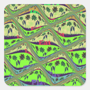 Bezaubernder eklektischer Garten Schachbrettblumen Quadratischer Aufkleber