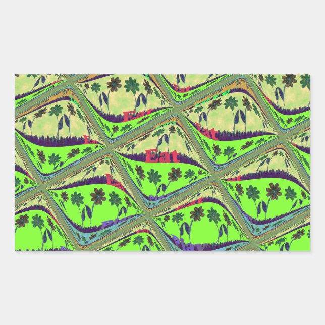 Bezaubernder eklektischer Garten Schachbrettblumen Rechteckiger Aufkleber (Vorderseite)