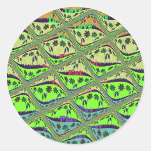 Bezaubernder eklektischer Garten Schachbrettblumen Runder Aufkleber