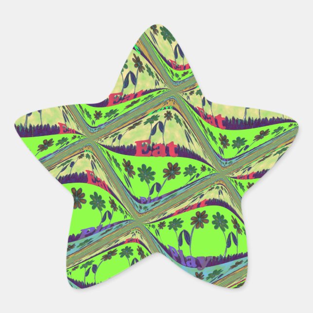 Bezaubernder eklektischer Garten Schachbrettblumen Stern-Aufkleber (Vorderseite)