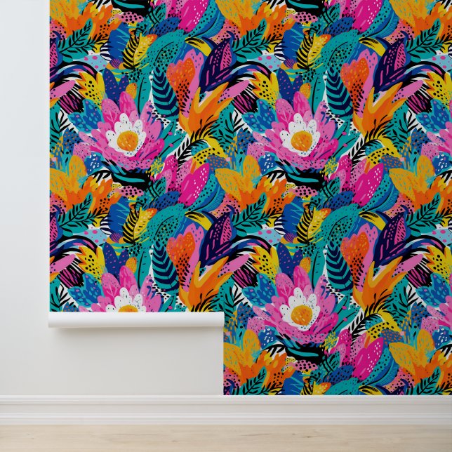 Bezaubernder Garten mit rosa Blume Tapete (Anwendung)