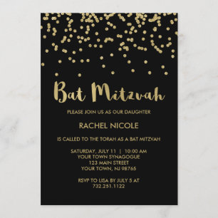 Bezaubernder Goldconfetti-Schläger Mitzvah auf Einladung