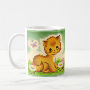 bezaubernder grüner mit Augen Kätzchenprint Kaffeetasse