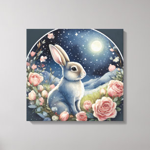 Bezaubernder Hase in einer Frühlingswiese unter ei Leinwanddruck