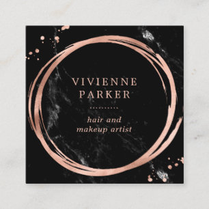 Bezaubernder Imitat-Rosen-Goldblick auf schwarzem Quadratische Visitenkarte