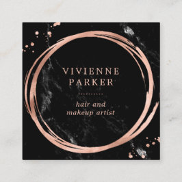 Bezaubernder Imitat-Rosen-Goldblick auf schwarzem Quadratische Visitenkarte