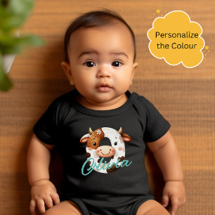 Bezaubernder Kuh Letter O Baby Outfit mit Individu Strampler