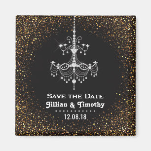 Bezaubernder Leuchter, der Save the Date Gold Magnet