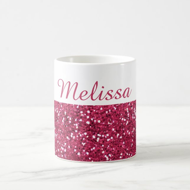 Bezaubernder rosa Glitzer-individueller Name Kaffeetasse (Mittel)