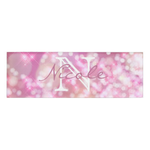 Bezaubernder rosa Glitzern-Monogramm-Namen-Umbau Namenschild