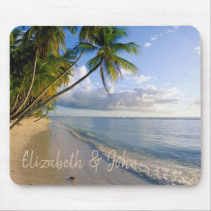 Bezaubernder Strand, Sand, Palm - Personalisiert Mousepad