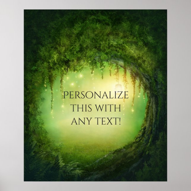 Bezaubernder Wald & Lichter Rustikale Hochzeitshau Poster (Vorne)