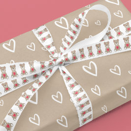 Bezaubernder Wasserfarbenbär mit weißem Hintergrun Satinband