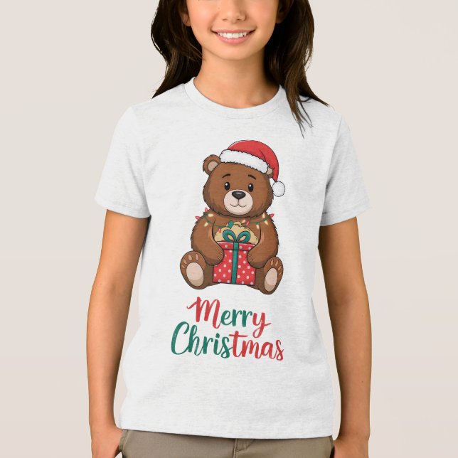 Bezaubernder Weihnachtsbär Tri-Blend Shirt (Vorderseite)