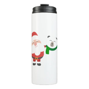 Bezaubernder Weihnachtsmann mit Eisbär Thermosbecher
