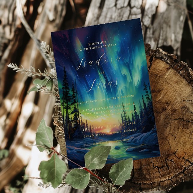 Bezaubernder Winter | Hochzeit der Nordlichter Folieneinladung (Von Creator hochgeladen)