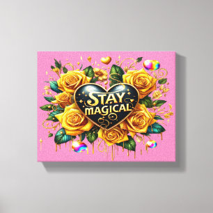 Bezauberndes Bouquet mit goldenen Rose und Herz 10 Leinwanddruck