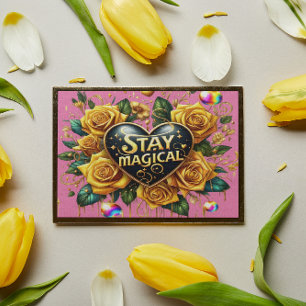 Bezauberndes Bouquet mit goldenen Rose und Herz 10 Poster