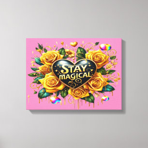 Bezauberndes Bouquet mit goldenen Rose und Herz 16 Leinwanddruck